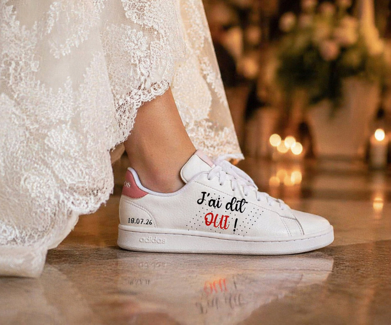 Baskets de mariage pour femme personnalisées avec initiales et date du mariage peintes à la main